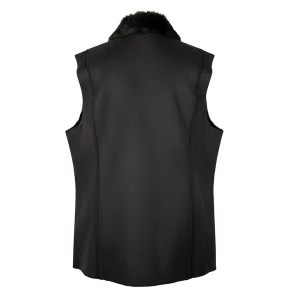 Coldwater Creek Women's Size 2X Black Swirl Fully Reversible Faux Suede Vest - Picture 2 of 6